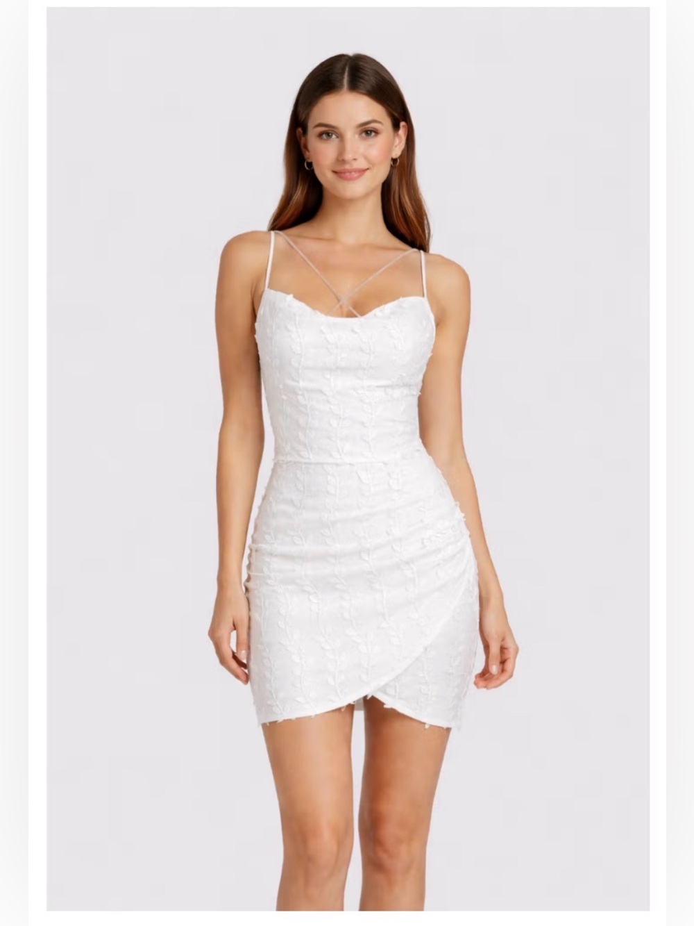 Cider White Embroidered Mini Dress